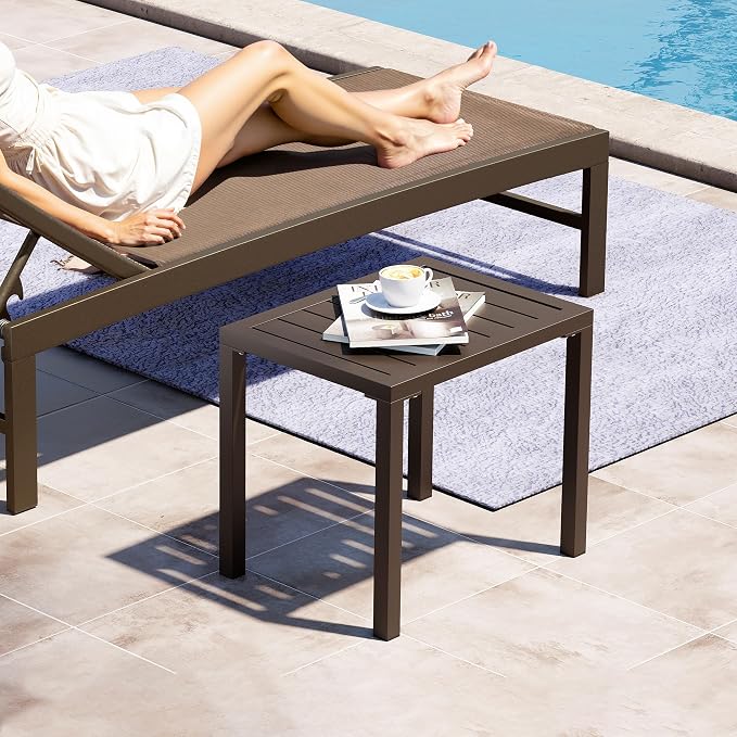Crestlive Products Outdoor Side Table, Aluminum Rectangular End Table, Easy - Image 2