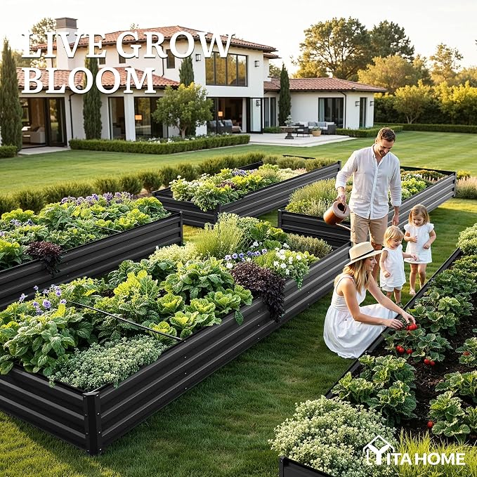 YITAHOME 6pcs 12x4x1 ft Galvanized Raised Garden Bed Kit, Large Metal Planter - Image 3