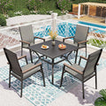 PHI VILLA 5 PCS Patio Dining Set, 4 Outdoor Aluminum Stackable Sling Chairs by PHIVILLAThepioneerofcomfortablehouseholdsupplies