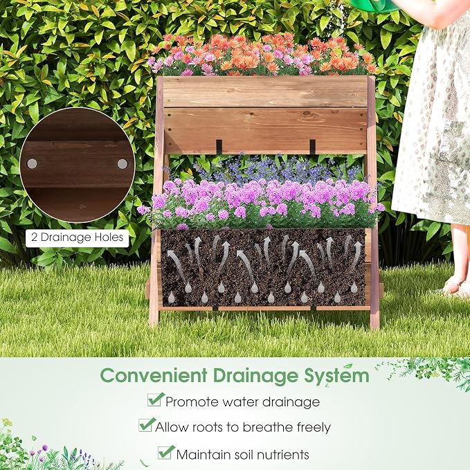 Giantex Vertical Raised Garden Bed, 3 Wood Planter Boxes - Image 7