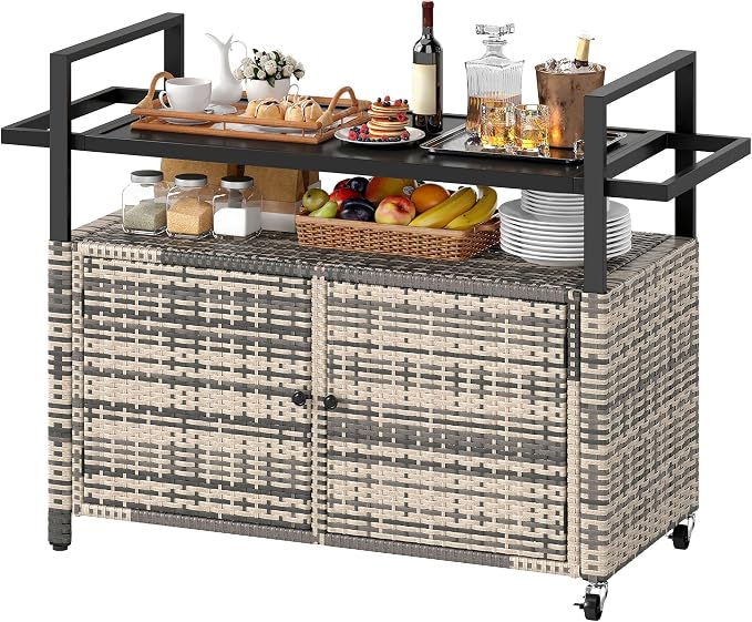 DWVO XXL Patio Storage Cabinet, Outdoor Bar Cart by DWVO