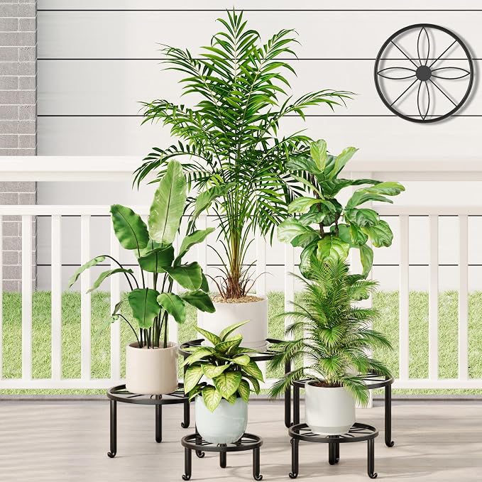 5 Pack Metal Potted Plant Stand Small Short Flower Pot Holder by Unknown