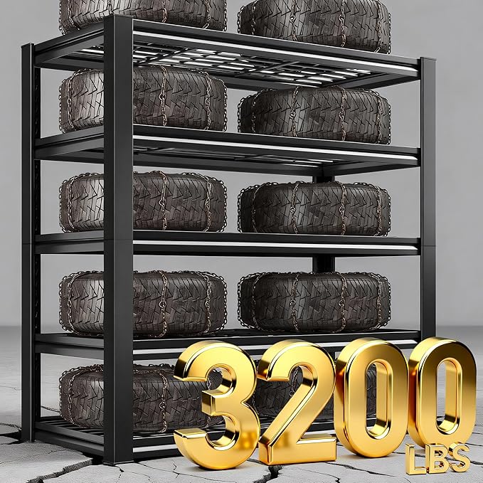 REIBII Garage Shelving 3200LBS, 5-Tier Storage Shelves, Adjustable Industrial - Image 5