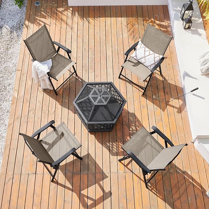 Yaheetech Outdoor Patio Chairs Set of 4, Portable Dining Chairs - Image 2