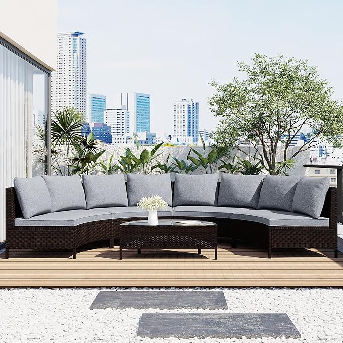 Merax 5-Piece Outdoor Sectional Sofa Set, All-Weather PE Wicker Patio Furniture - Image 2