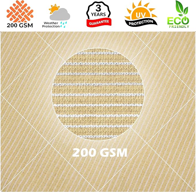 Royal Shade 10' x 10' x 14' Beige Triangle Sun Shade Sail Canopy Outdoor Patio - Image 8