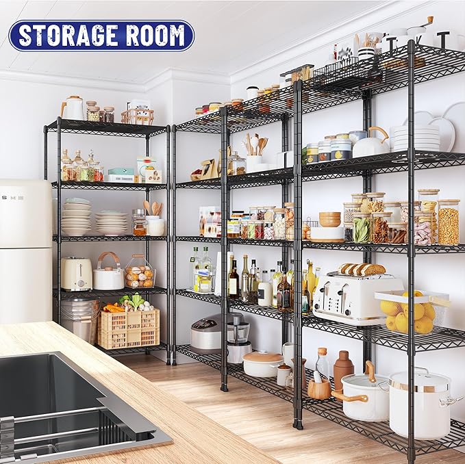 5-Tier Shelf 1010LBS Storage Shelves Adjustable Wire Shelving Metal Shelving - Image 4