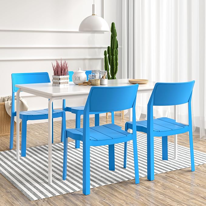 VECELO 4 Pack Stackable Dining Chairs, Plastic Patio Chairs - Image 3