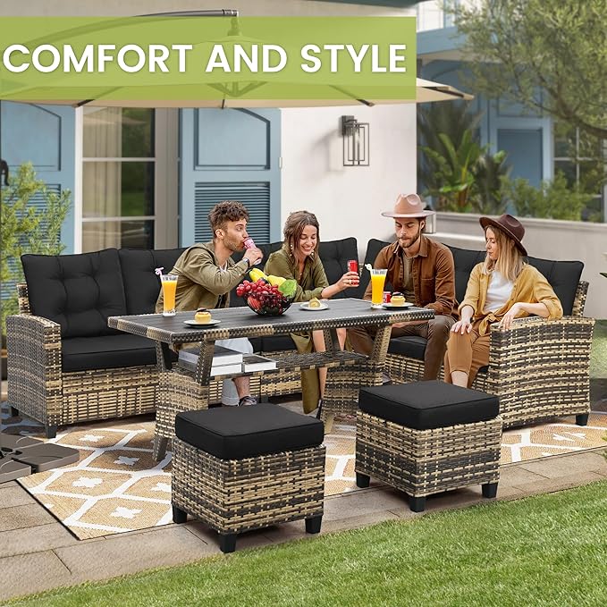 6-Piece Patio Furniture Set, Outdoor Sectional Sofa - Image 6