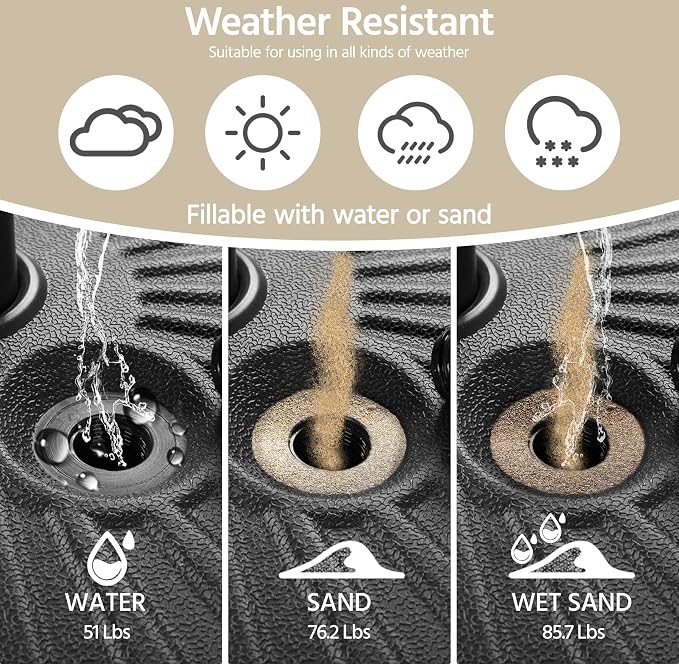 Yaheetech Umbrella Base 85.7lbs Round Water & Sand Filled Patio Outdoor - Image 2