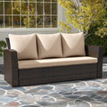 Wisteria Lane All Weather Wicker Patio Couch, 3 Seats Patio Sofa by WisteriaLane