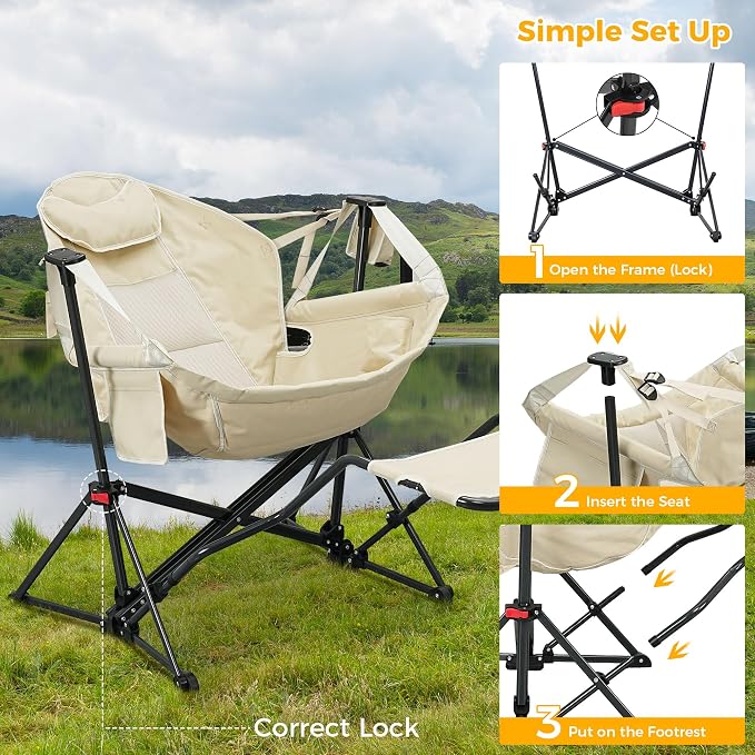 Ainfox Hammock Chair with Footrest, Oversized Swinging Portable Folding Camping - Image 5