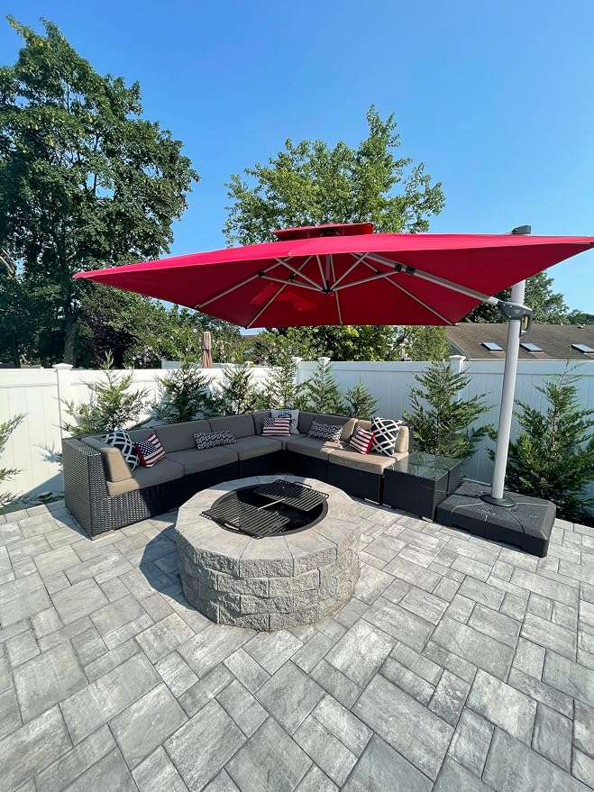 PURPLE LEAF Patio Umbrella 11 Feet Double Top Deluxe Square Offset Hanging - Image 2