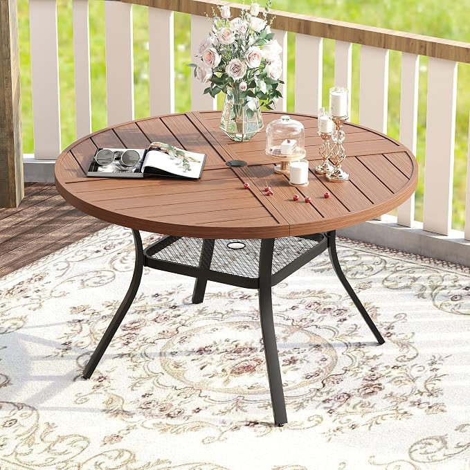 VICLLAX Round Patio Table with Adjustable Umbrella Hole - Image 2