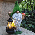 Gnomes Solar Garden Statues, Resin Gnome Figurine Decorations Holding Mushroom by Qobumy