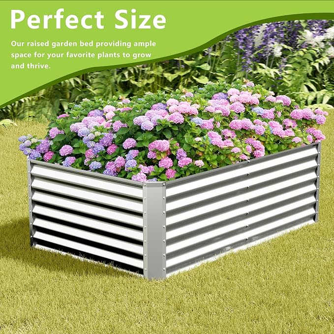 4x2x2FT Galvanized Raised Garden Bed, Galvanized Planter Boxes Outdoor - Image 5
