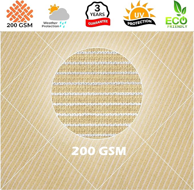Royal Shade 20' x 20' x 20' Beige Triangle Sun Shade Sail Canopy Outdoor Patio - Image 8