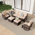 HOMREST 6 Piece Patio Furniture Set, Wicker Outdoor Conversation Sofa Set by HOMREST