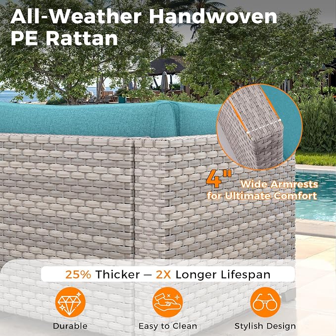 10-Seat Outdoor Wicker Patio Furniture Set - Image 4
