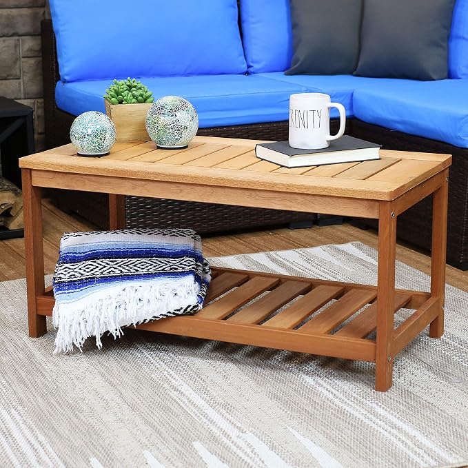 Sunnydaze Teak Outdoor Coffee Table - Image 6