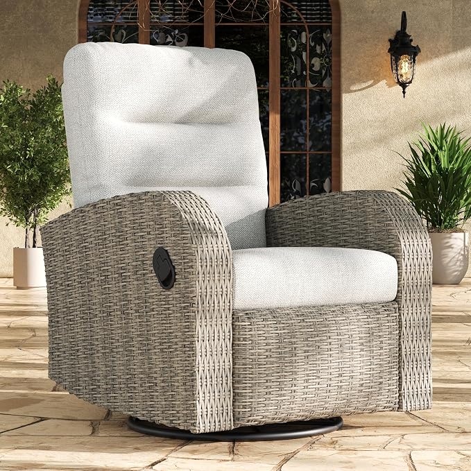 LayinSun Oversized Wicker Outdoor Swivel Glider Recliner by LayinSun