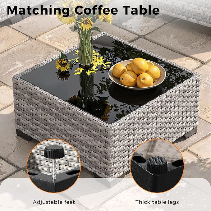 6-Piece Outdoor Patio Furniture Set, All-Weather Wicker Sectional Sofa - Image 2
