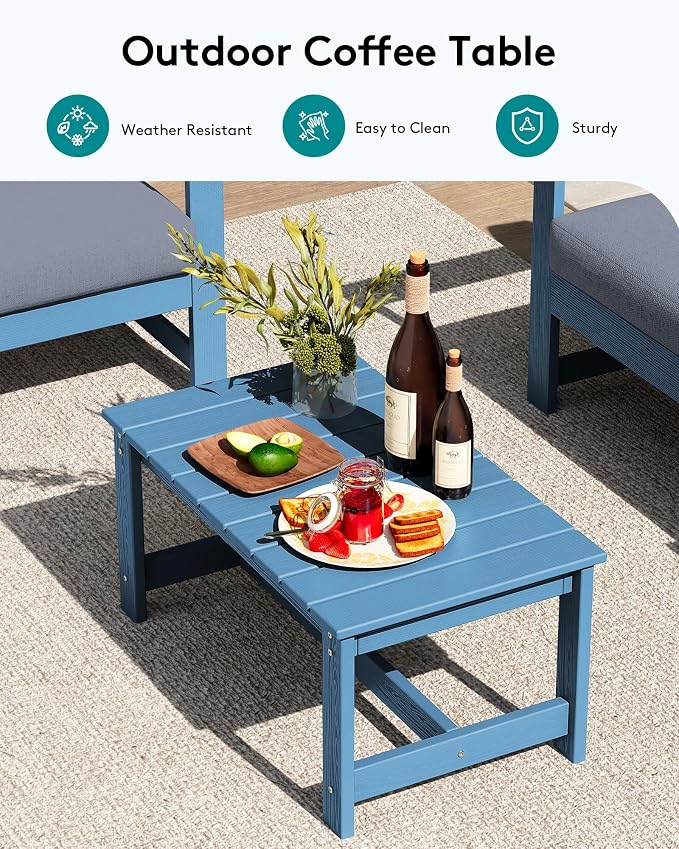 SERWALL 3 Pieces HDPE Outdoor Sofa Bistro Set - Image 6