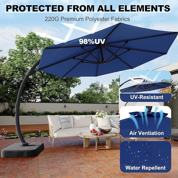 GarveeLife 11FT Cantilever Patio Umbrella - Image 4