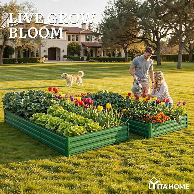 YITAHOME 8x4x1ft 2pcs Large Raised Garden Bed Kit, Galvanized Metal Planter Box - Image 3
