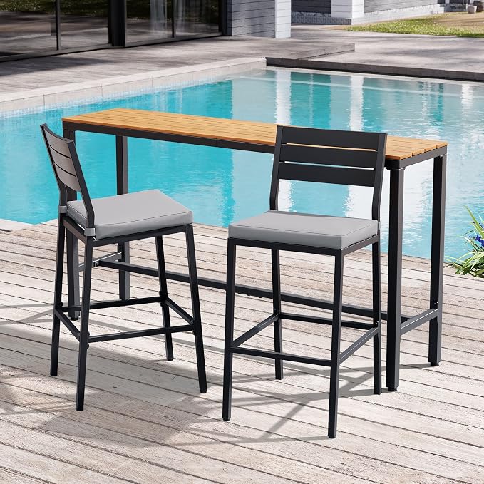 Crestlive Products Outdoor Bar Table and Chairs Set, 3 Piece Outside Patio Bar by CrestliveProducts