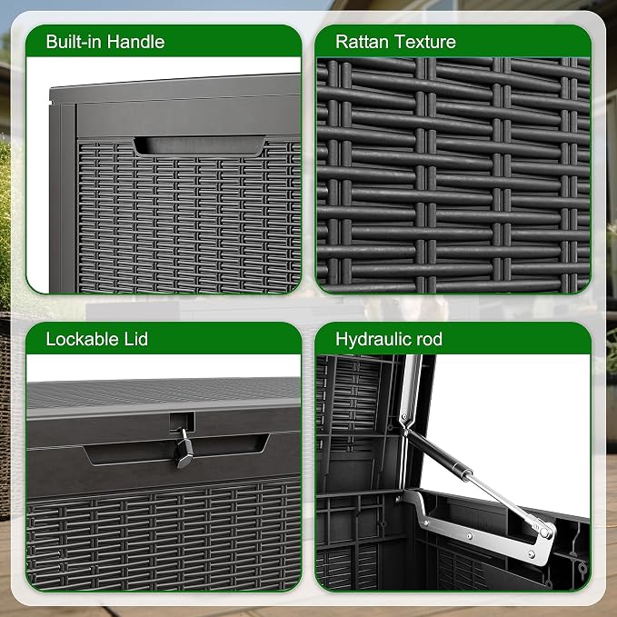 120 Gallon Outdoor Deck Box, Lockable Waterproof Outdoor Storage Boxes - Image 4