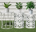 HFHOME Set of 3 Metal Outdoor Side Table, Nesting Round Coffee Table by HFHOME