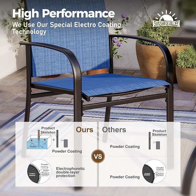 Patio Dining Set 9 PCS, 8 Stable Outdoor Dining Chairs - Image 2