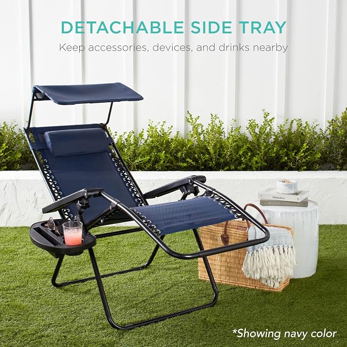 Best Choice Products Folding Zero Gravity Outdoor Recliner Patio Lounge Chair - Image 7