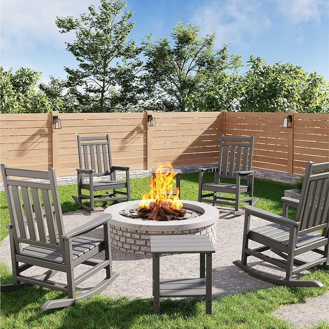HDPE Rocking Chair Outdoor Set of 4 by Garvee