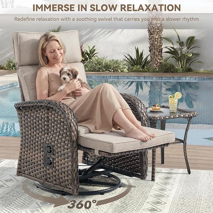 Zero Gravity Patio Swivel Rocking Recliner Chairs Set of 2 - Image 4