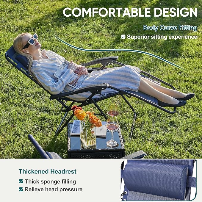 NEWBULIG Zero Gravity Chair Set of 4, Lounge Chair Folding Portable Adjustable - Image 3