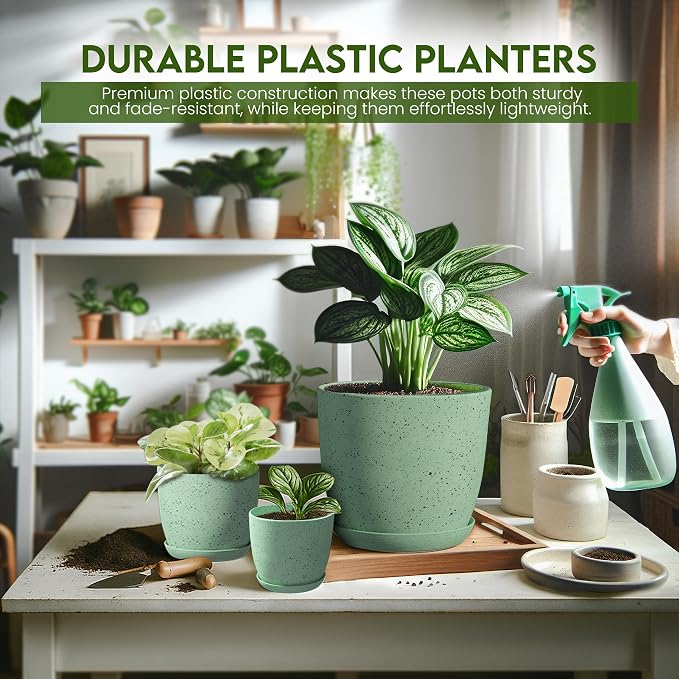 Utopia Home - Spotty Plant Pots Indoor - 7/6.6/6/5.3/4.8 Inches Flower Pots - - Image 5