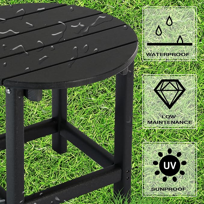 LZRS Round Adirondack Patio Side Table End Table, Outdoor Side Tables - Image 4