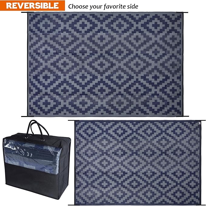 SAND MINE Reversible Mats, Plastic Straw Rug, Modern Area Rug, Large Floor Mat - Image 3