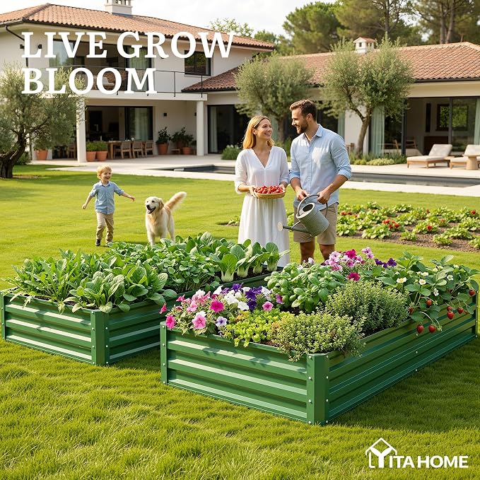 YITAHOME 6x3x1ft 2pcs Large Raised Garden Bed Kit, Galvanized Metal Planter Box - Image 3