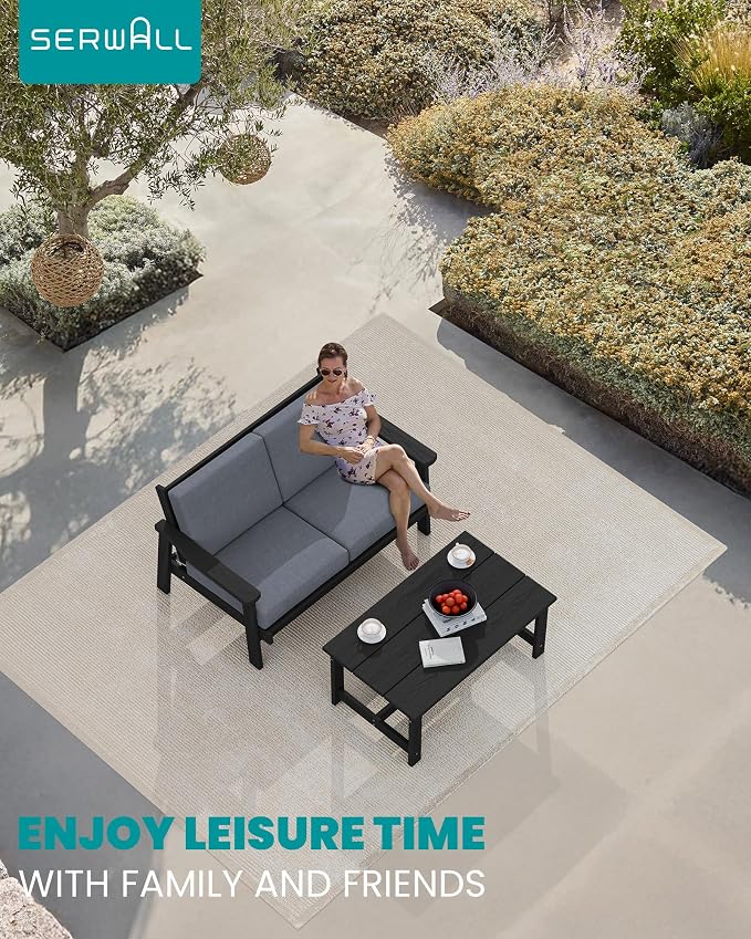 SERWALL HDPE Outdoor Patio Loveseat - Image 7