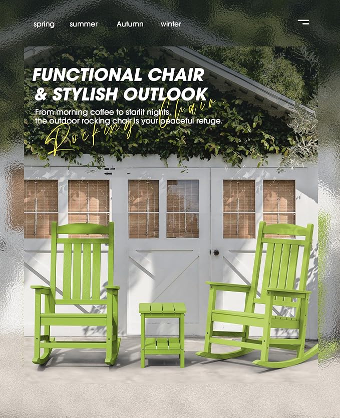 KINGYES HDPE Rocking Chairs Outdoor, Patio Rocking Chairs - Image 5