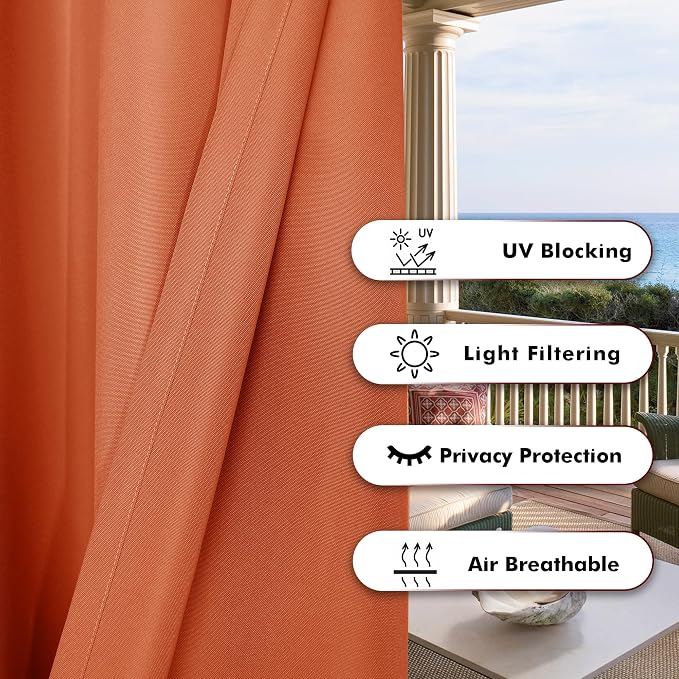 BONZER Outdoor Curtains for Patio Waterproof Thick Privacy Extra Wide Grommet - Image 4
