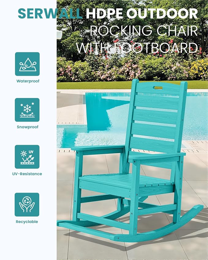 SERWALL Outdoor Rocking Chair Set of 2, Oversized Rocking Chair - Image 4