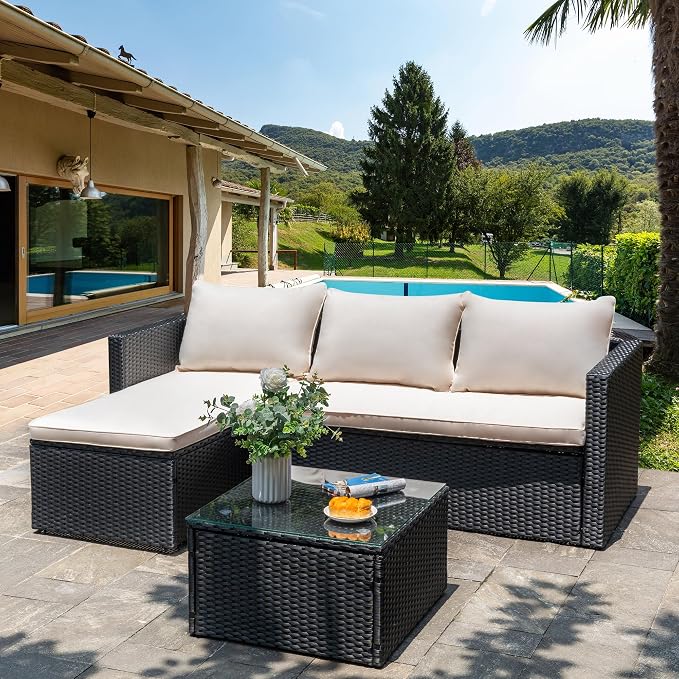 Shintenchi Outdoor Patio Furniture Sets, Small Outdoor Sofa Patio Sectional - Image 2