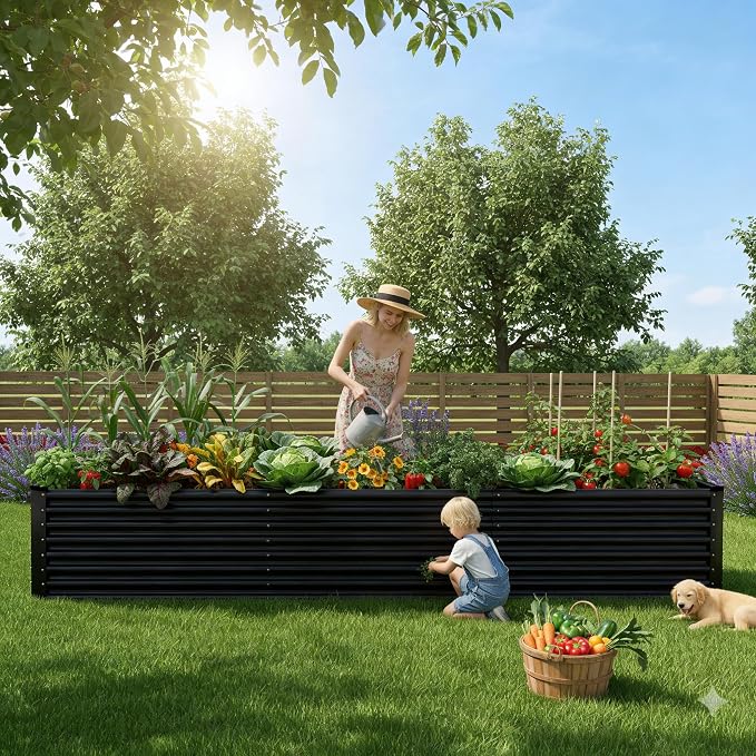 12x2x2ft Raised Garden Beds Outdoor Kit, Galvanized Planter Garden Boxes Outdoor - Image 2