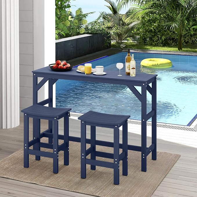 3Pcs HIPS Outdoor Patio Bar Set, All Weather HIPS Bar Table and Chairs Set - Image 8