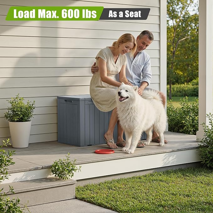 Flamaker Resin Deck Box 100 Gallon Large Lockable Outdoor Storage Box Waterproof - Image 7