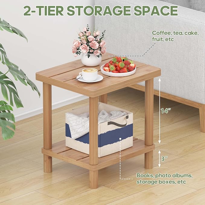 Outdoor Side Table, 2-Tier Small Outdoor Table - Image 3